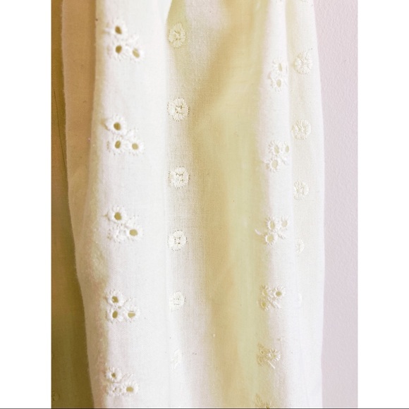 Vintage Handmade Girls Pale Yellow Eyelet Summer Dress with Embroidered Flowers - Picture 4 of 4